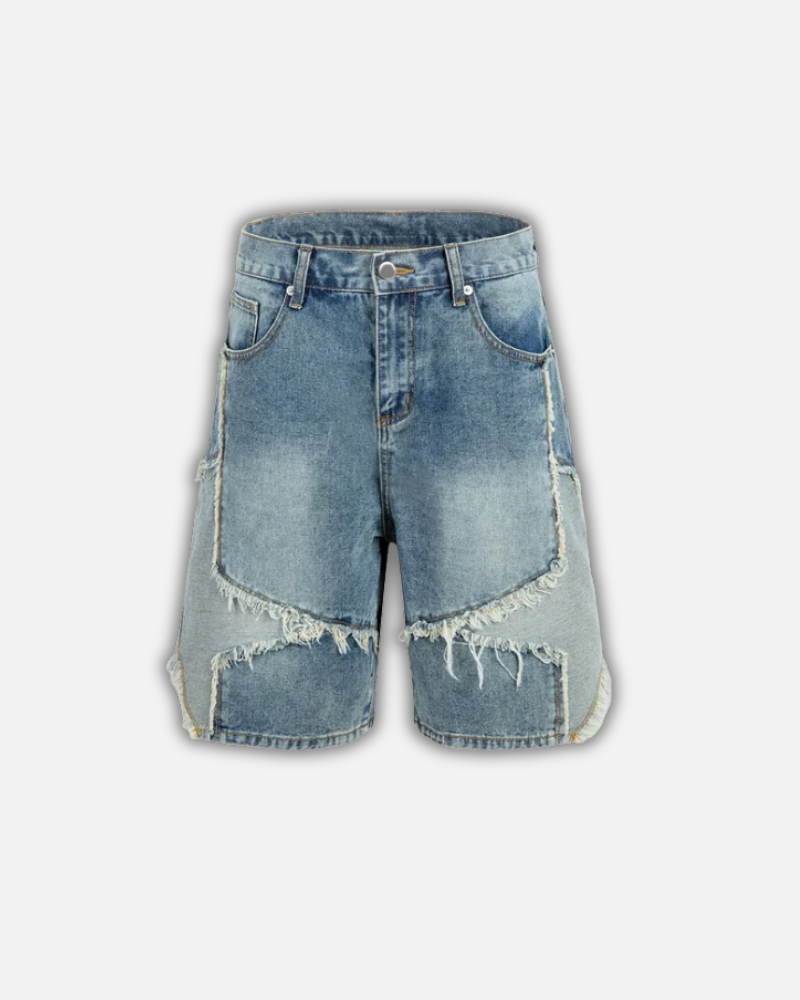 ג׳ינס אוברסייז קצר עם הדפס כוכב גדול ״star״