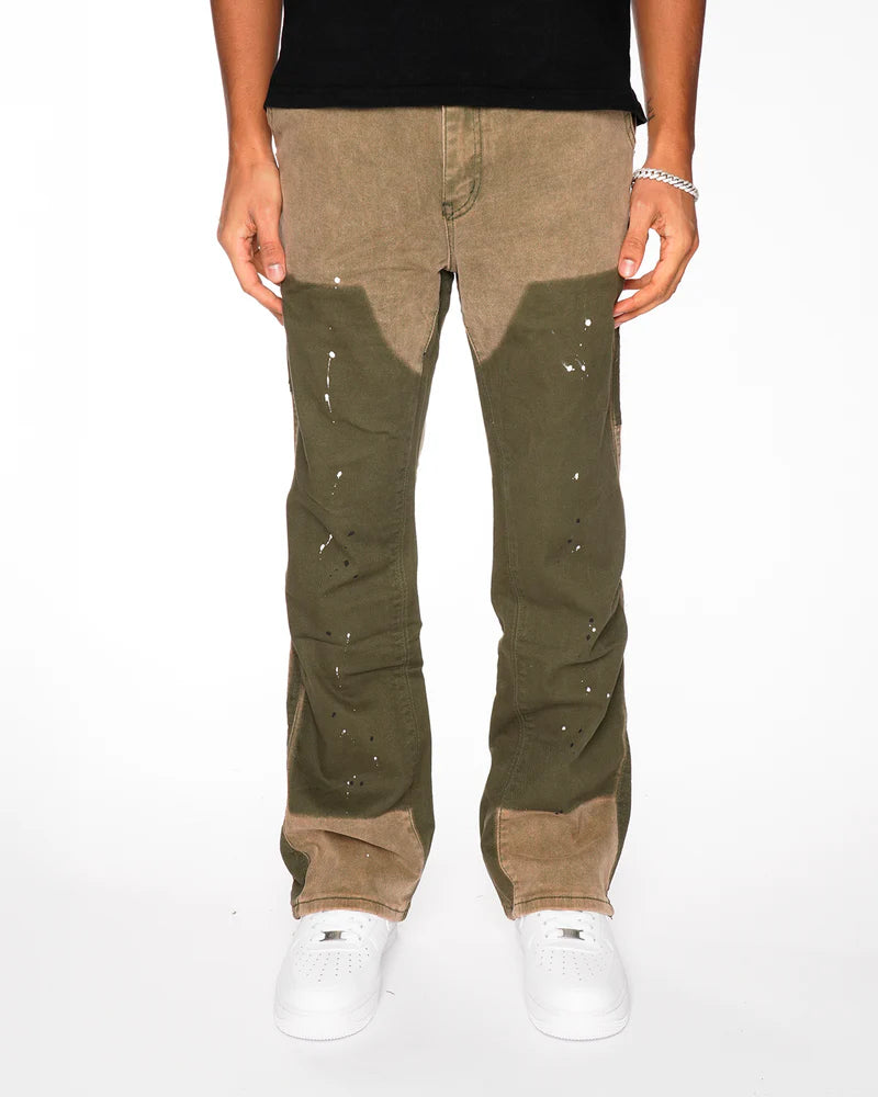 “green” ג'ינס אוברסייז ירוק עם שילוב ירוק זית