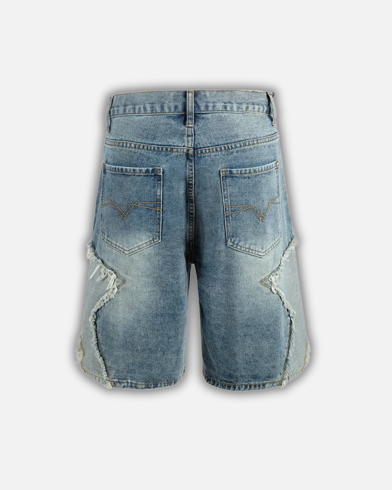 ג׳ינס אוברסייז קצר עם הדפס כוכב גדול ״star״