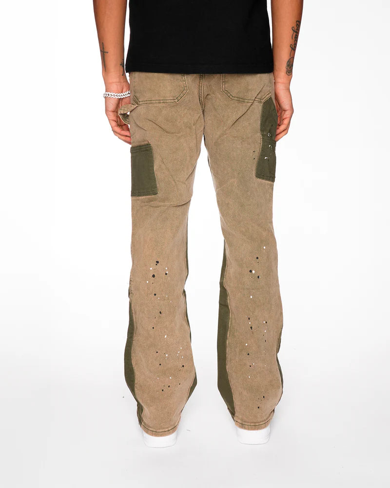 “green” ג'ינס אוברסייז ירוק עם שילוב ירוק זית