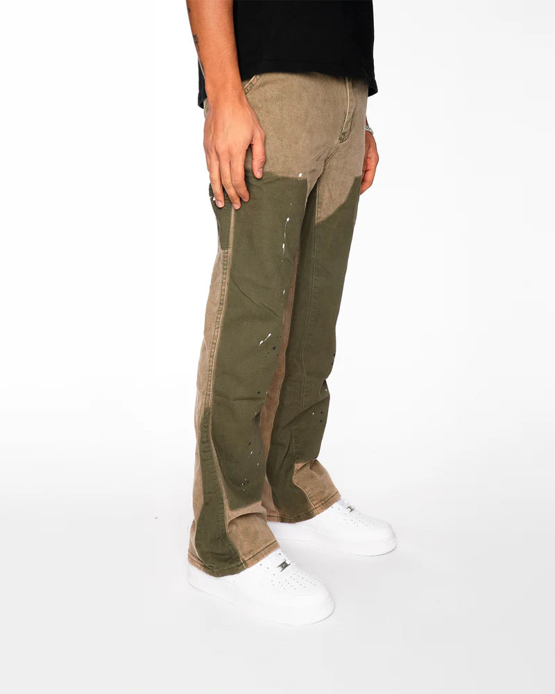 “green” ג'ינס אוברסייז ירוק עם שילוב ירוק זית