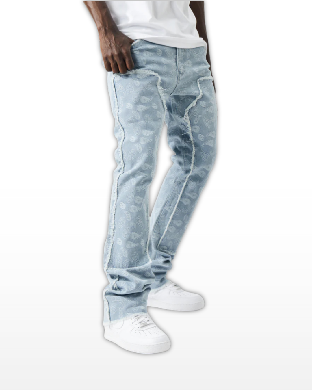 ג'ינס כחול עם הדפס בנדנה “BANDANA”