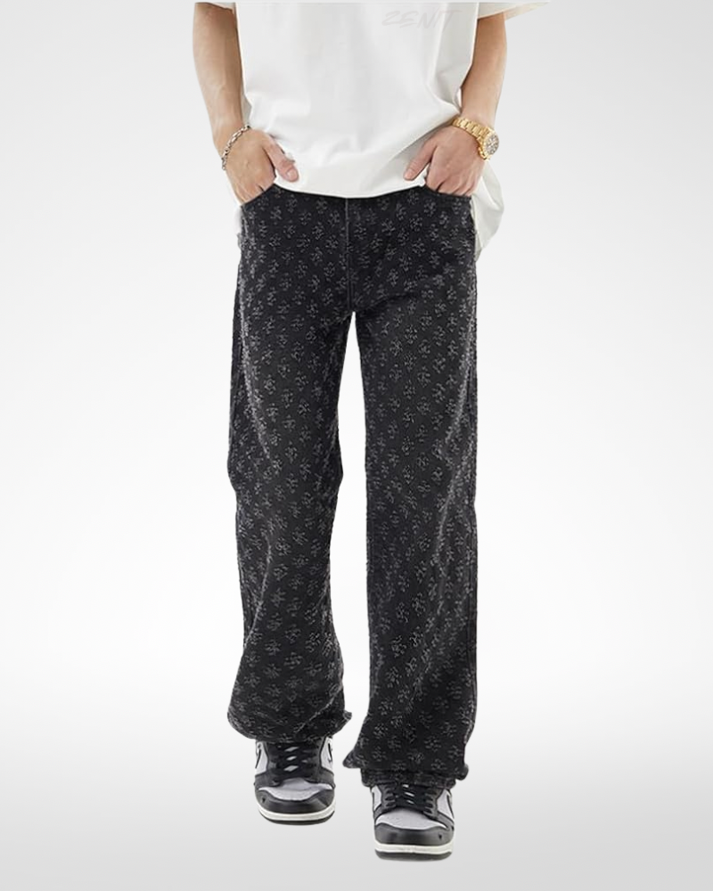 ג’ינס עם הדפס כוכבים שחור ״STARLIGHY”