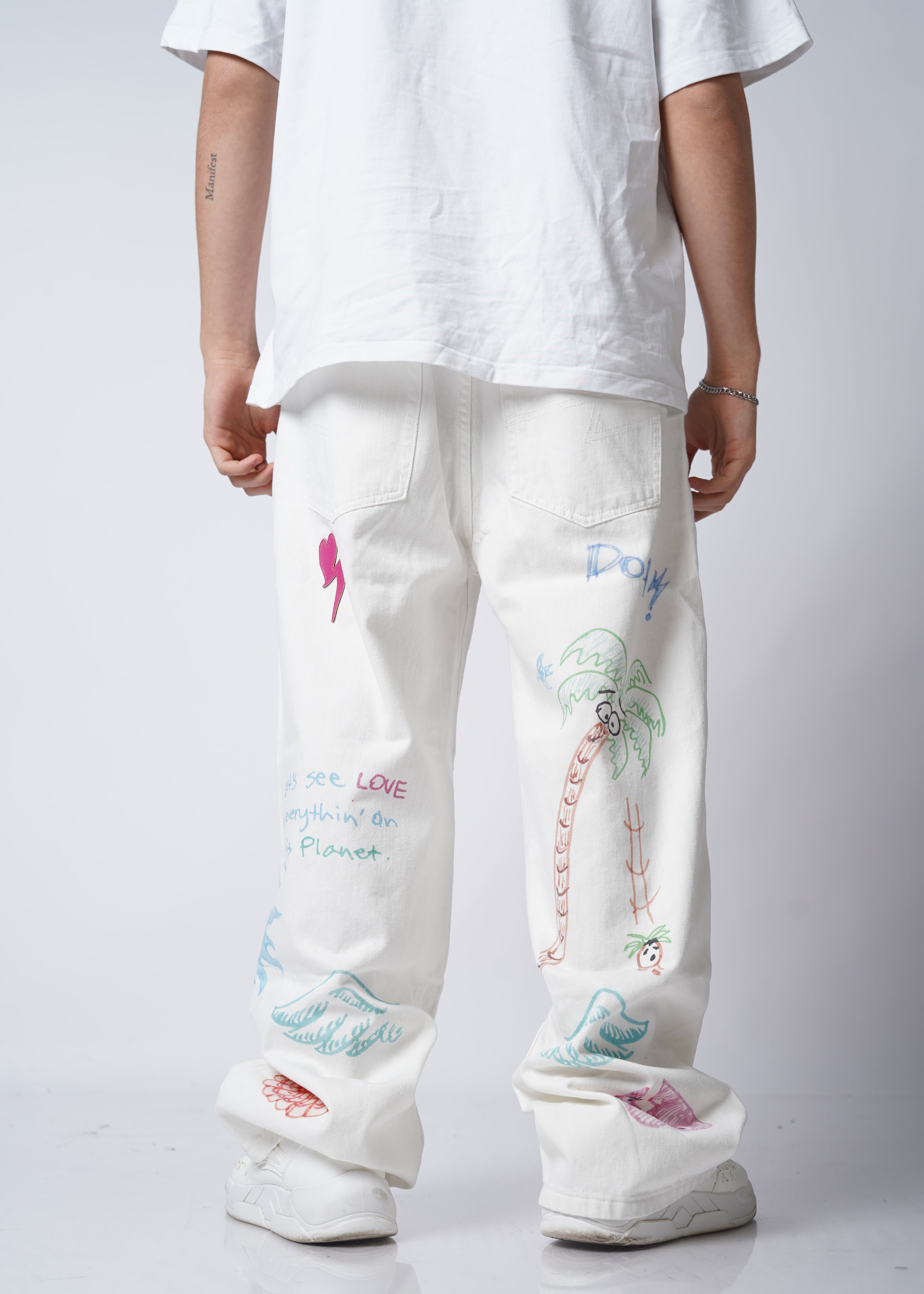 ג׳ינס ציורים לבן ״ painting״