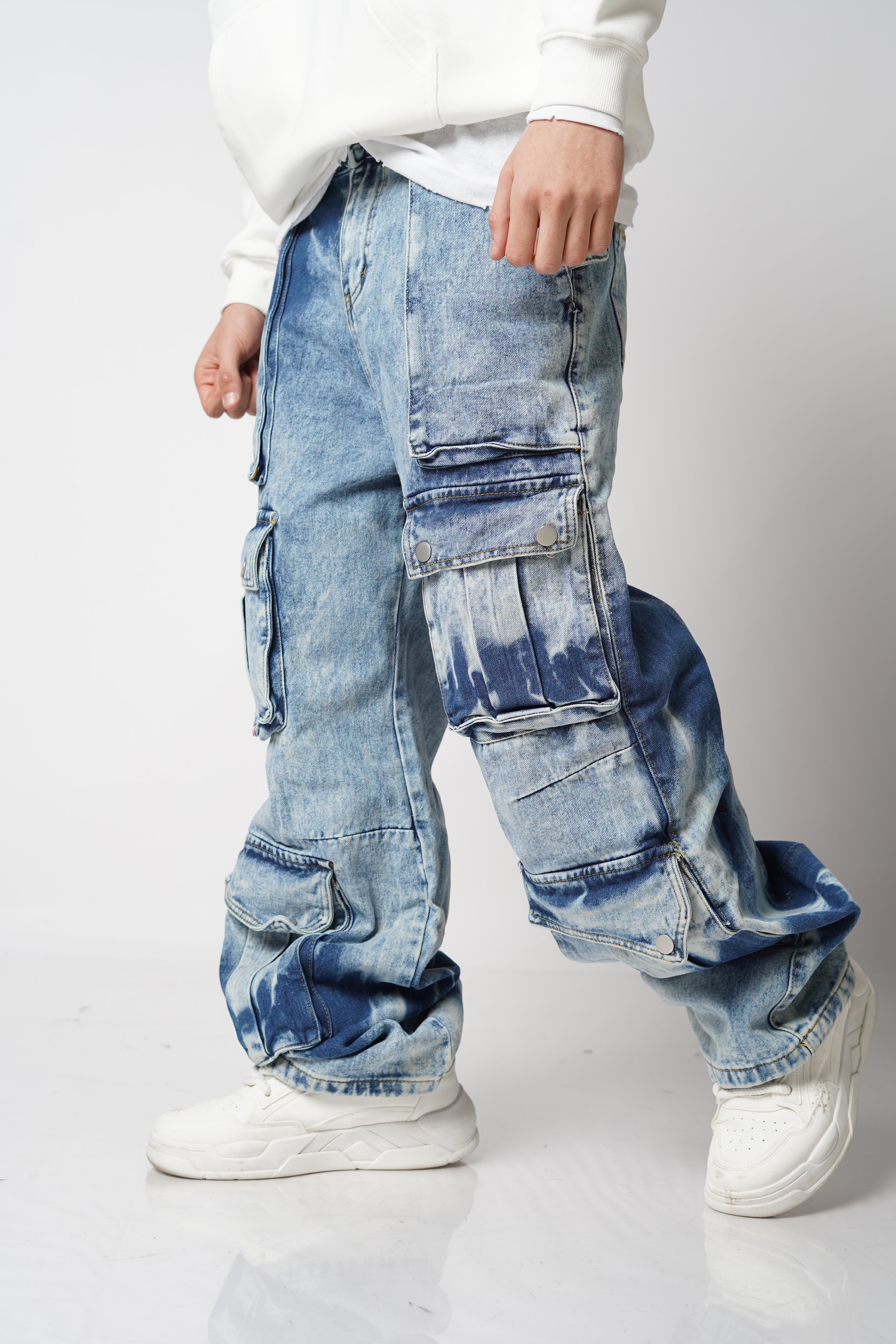 ג׳ינס דגמח כחול "Cargos"