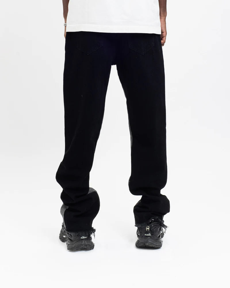 "black" ג'ינס אובר סייז שחור עם פס אפור