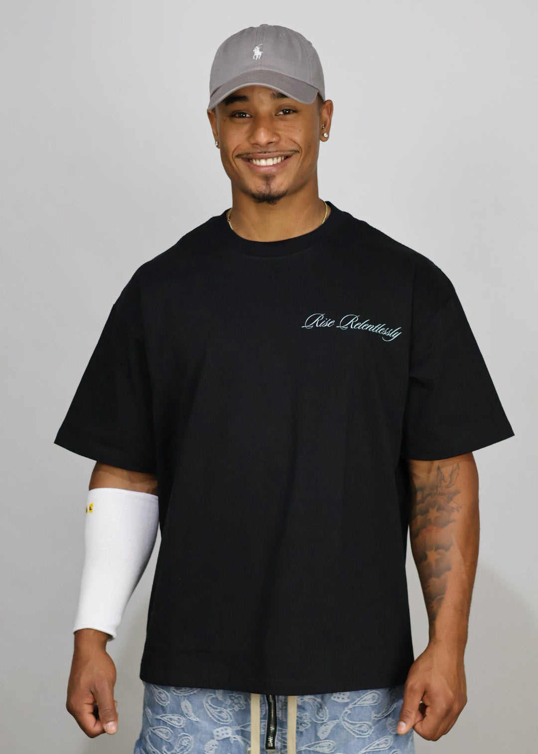 חולצת אובר סייז לוגו כחול ״blue״