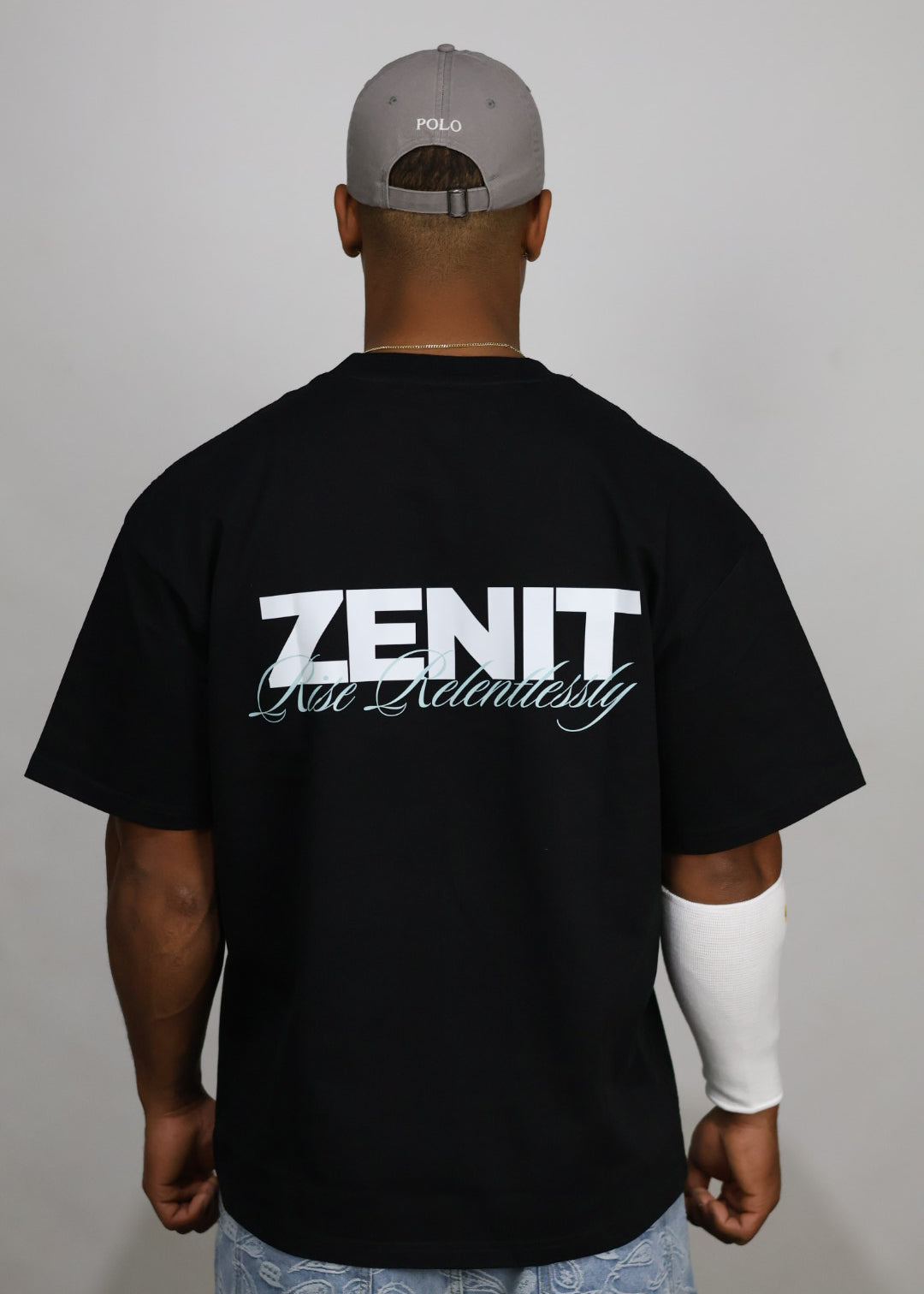 חולצת אובר סייז לוגו כחול ״blue״