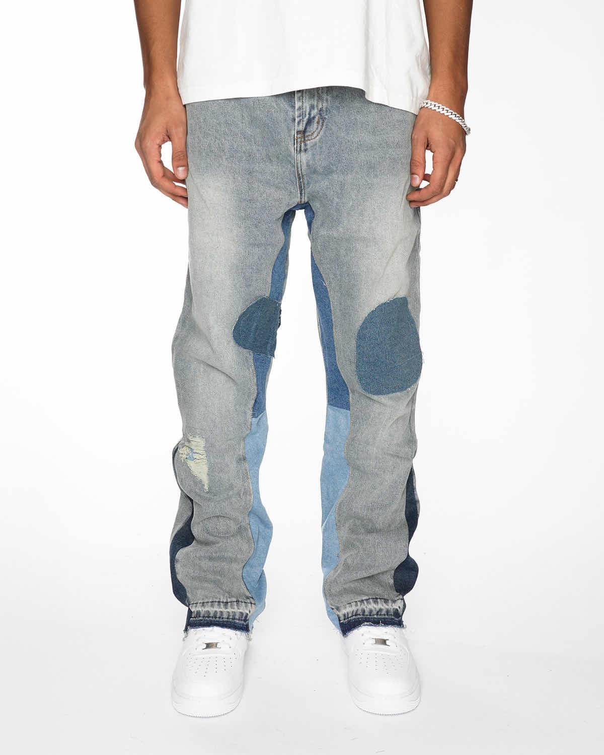 ”blue” ג'ינס אוברסייז כחול בהיר עם נקודות