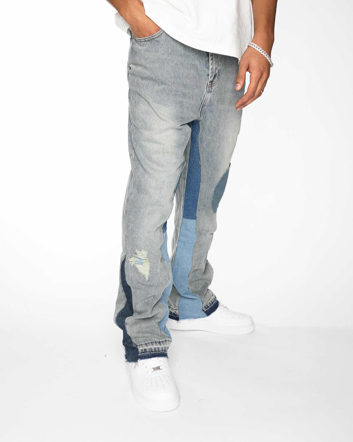 ”blue” ג'ינס אוברסייז כחול בהיר עם נקודות