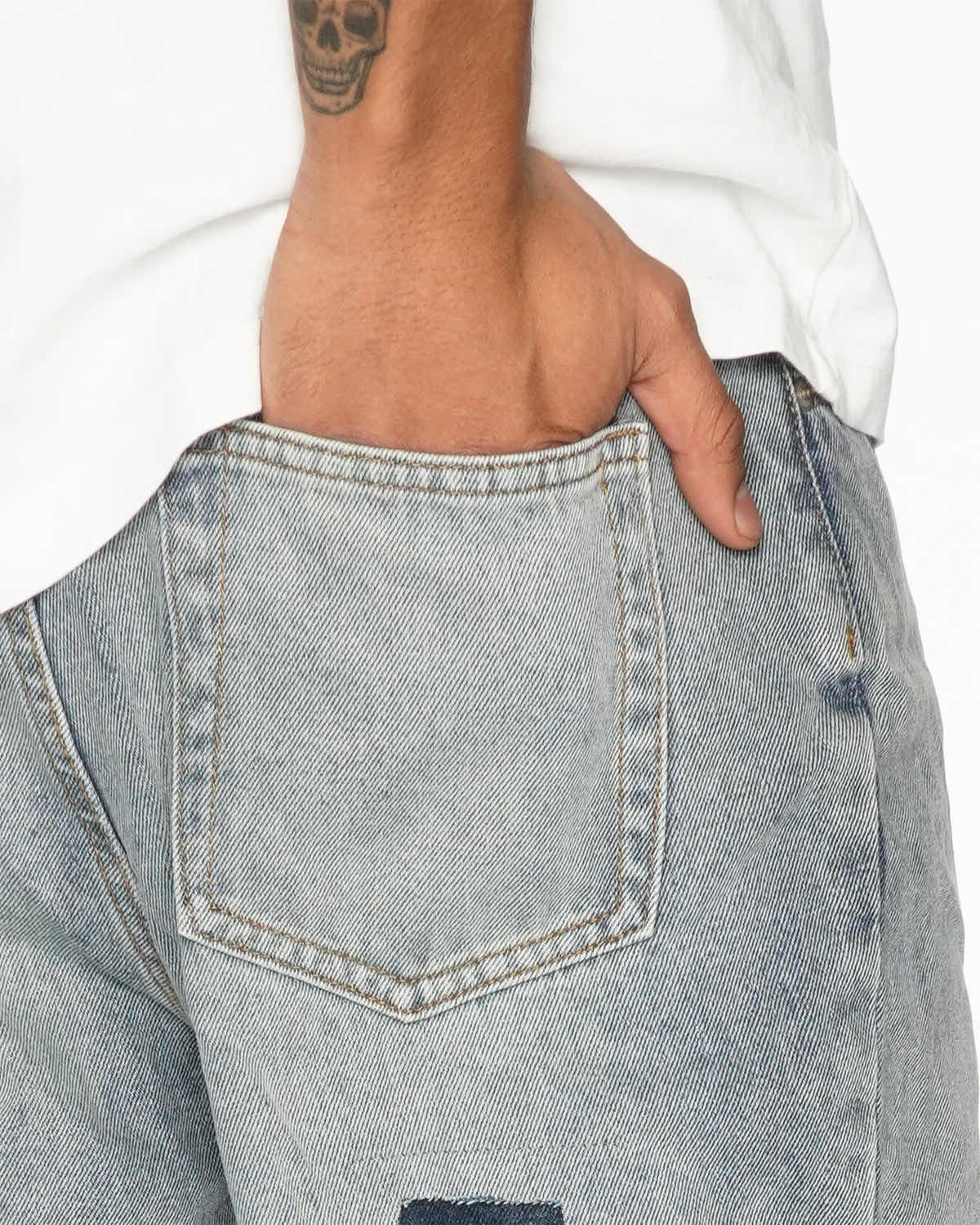 ”blue” ג'ינס אוברסייז כחול בהיר עם נקודות