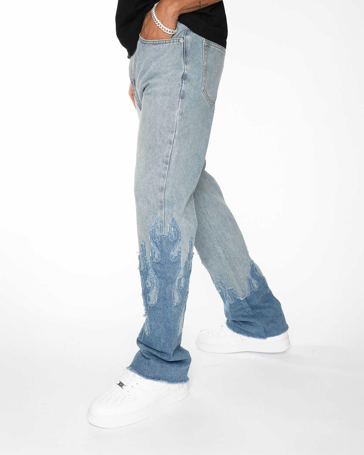 ”fire” ג'ינס אוברסייז אש כחול בהיר