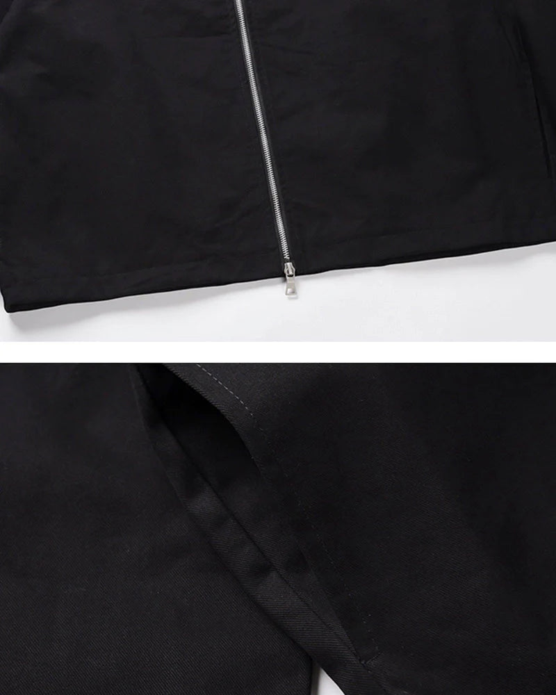 "black" ג’קט בומבר שחור עם צווארון