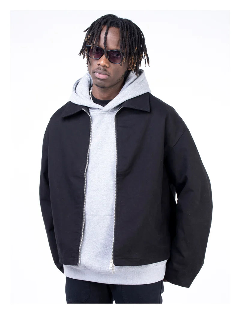 "black" ג’קט בומבר שחור עם צווארון