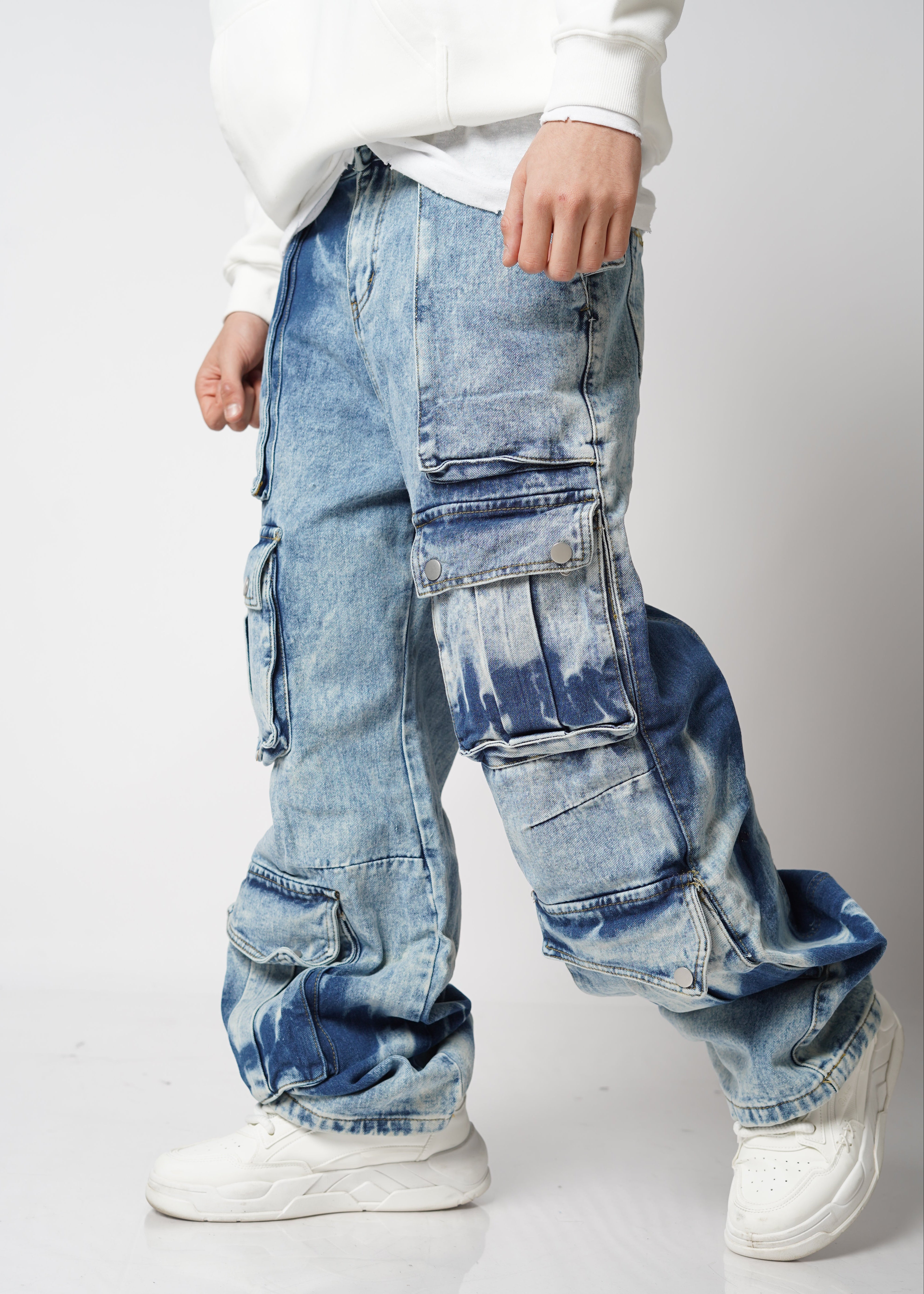 ג׳ינס דגמח כחול "Cargos"