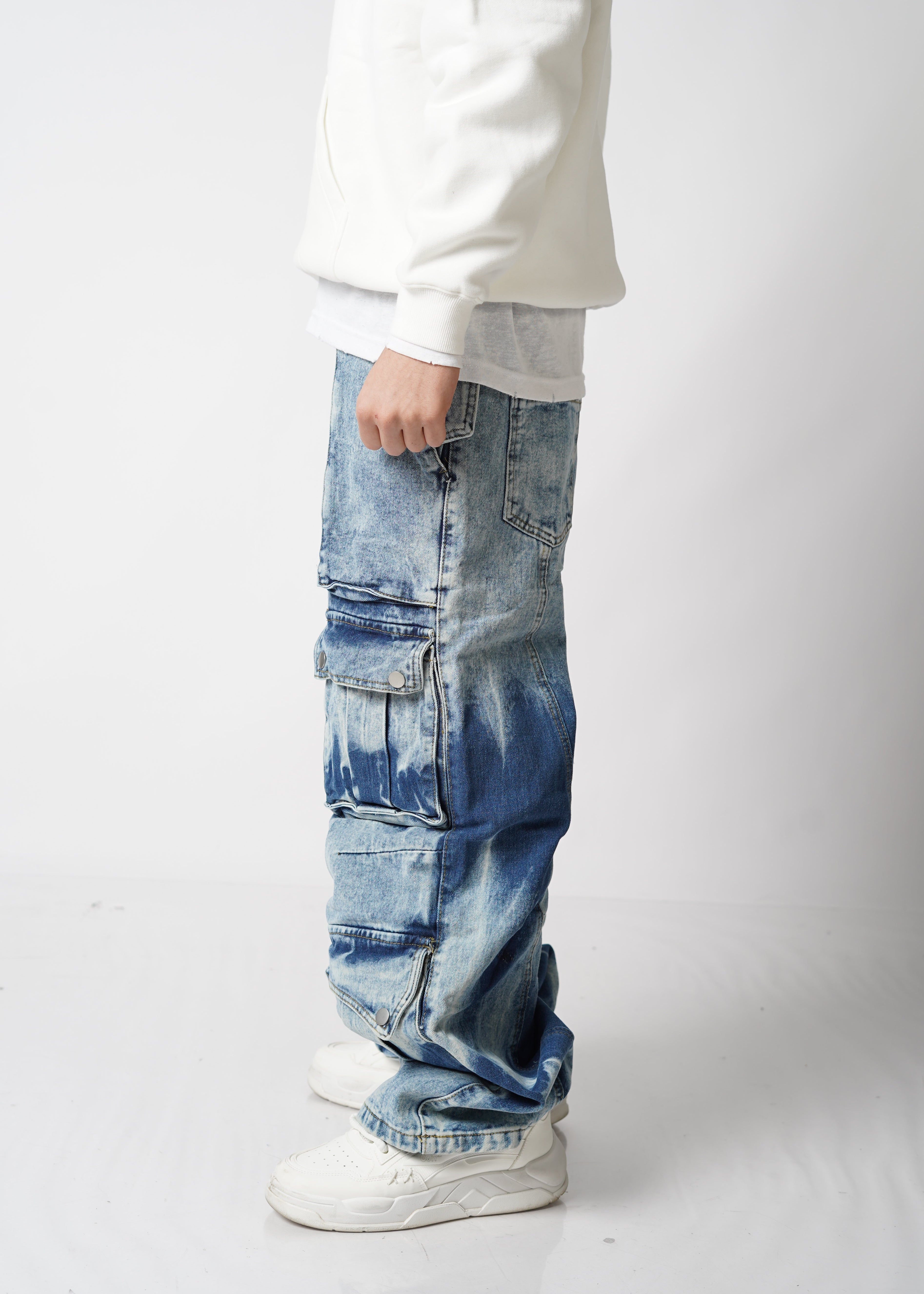 ג׳ינס דגמח כחול "Cargos"