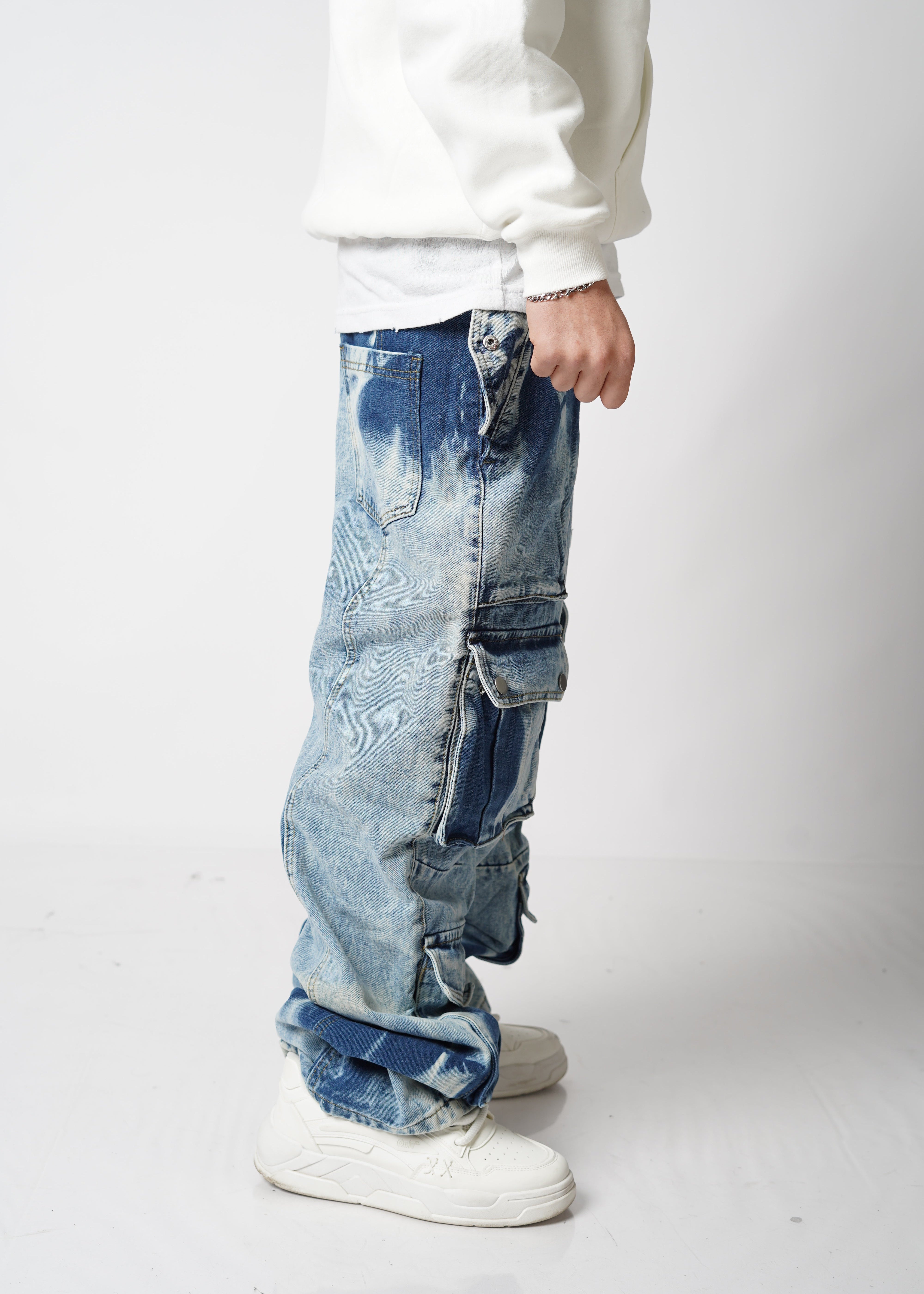 ג׳ינס דגמח כחול "Cargos"