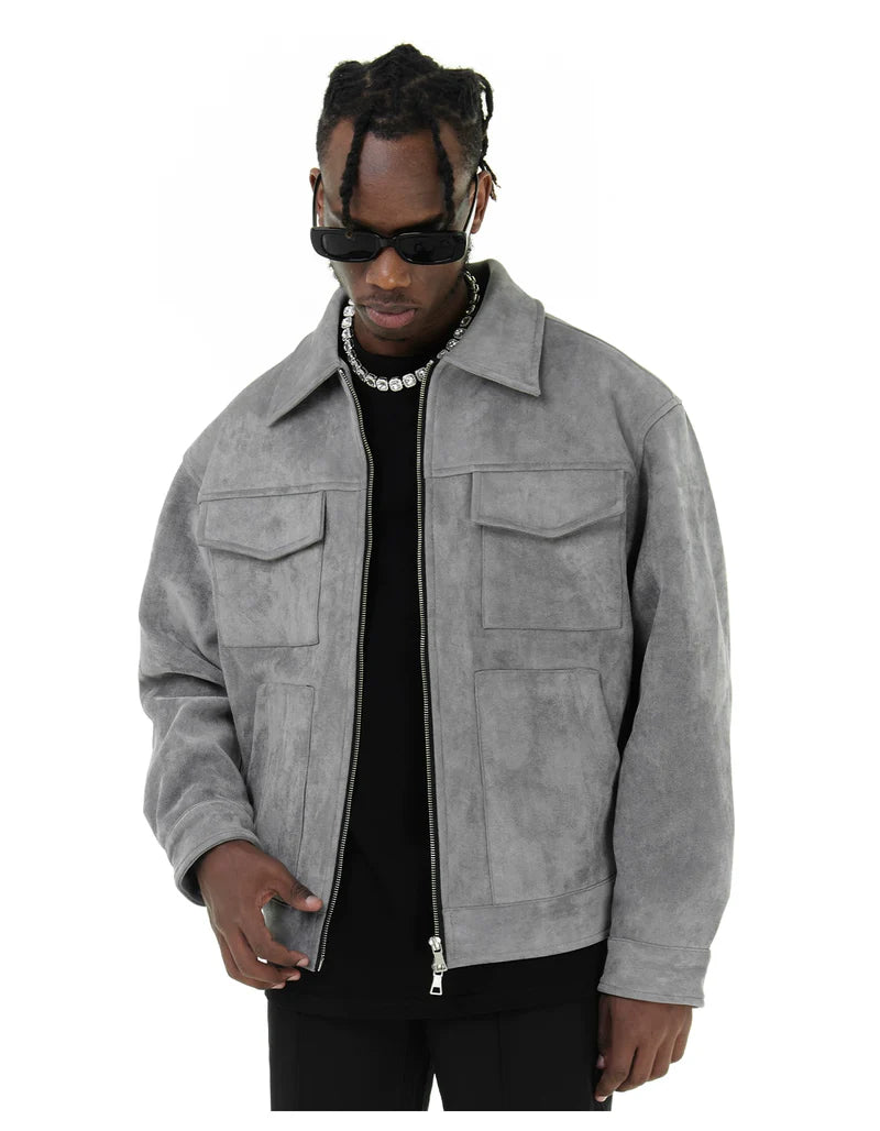 "gray" ג'קט בומבר אפור